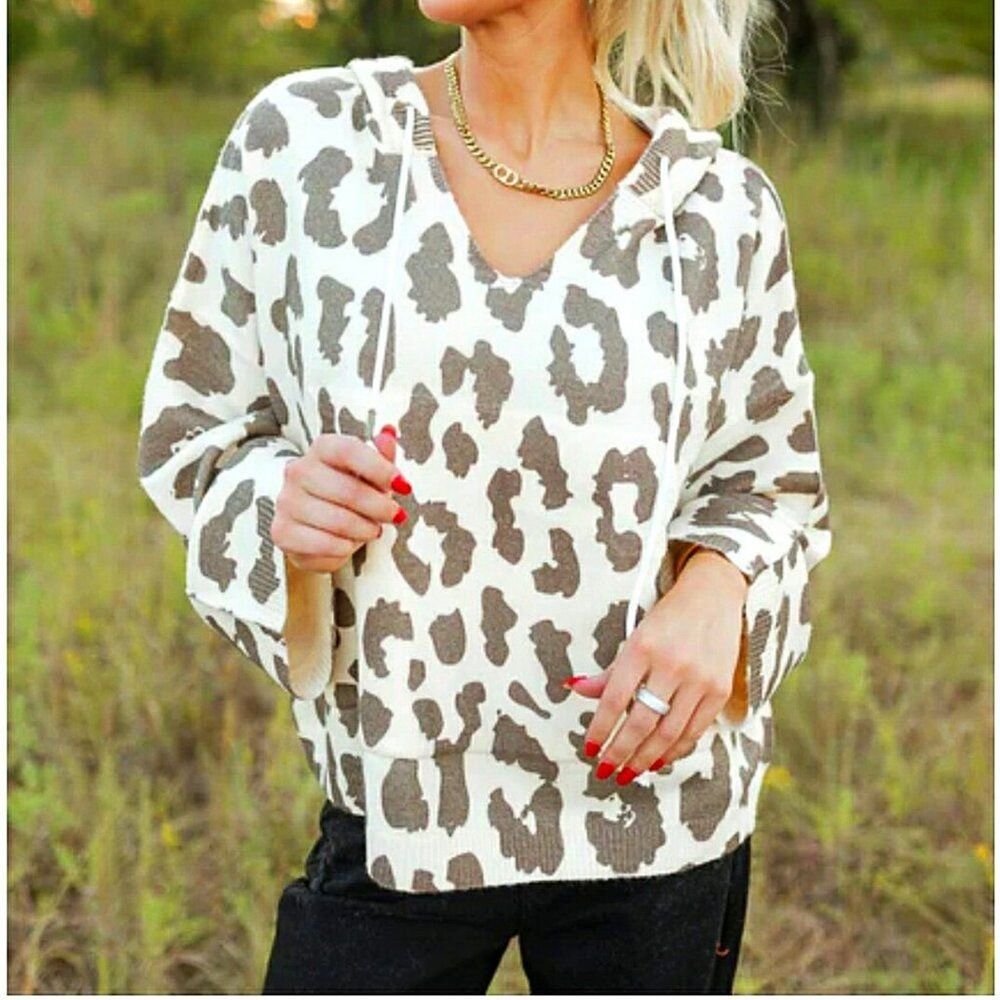 POL Jungle Print Lightweight Oversized Hooded Sweater Size Small